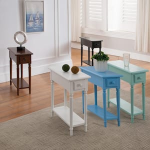 Coastal Notions 24 in. Silky Painted Pecan Pecan Coastal Narrow Chairside Table with Shelf