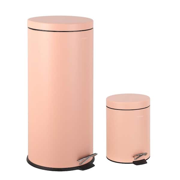 Oscar 8 Gal. Step-Open Trash Can with Free Mini Trash Can, Flamingo Pink