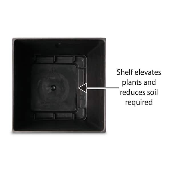 Algreen Valencia Planter, Square Taper Planter with Elevated Plant Shelf, 16-In. by 32-In. Height, Black Algreen Valencia Planter, Square Taper Planter with Elevated Plant Shelf, 16-In. by 32-In. Height, Black