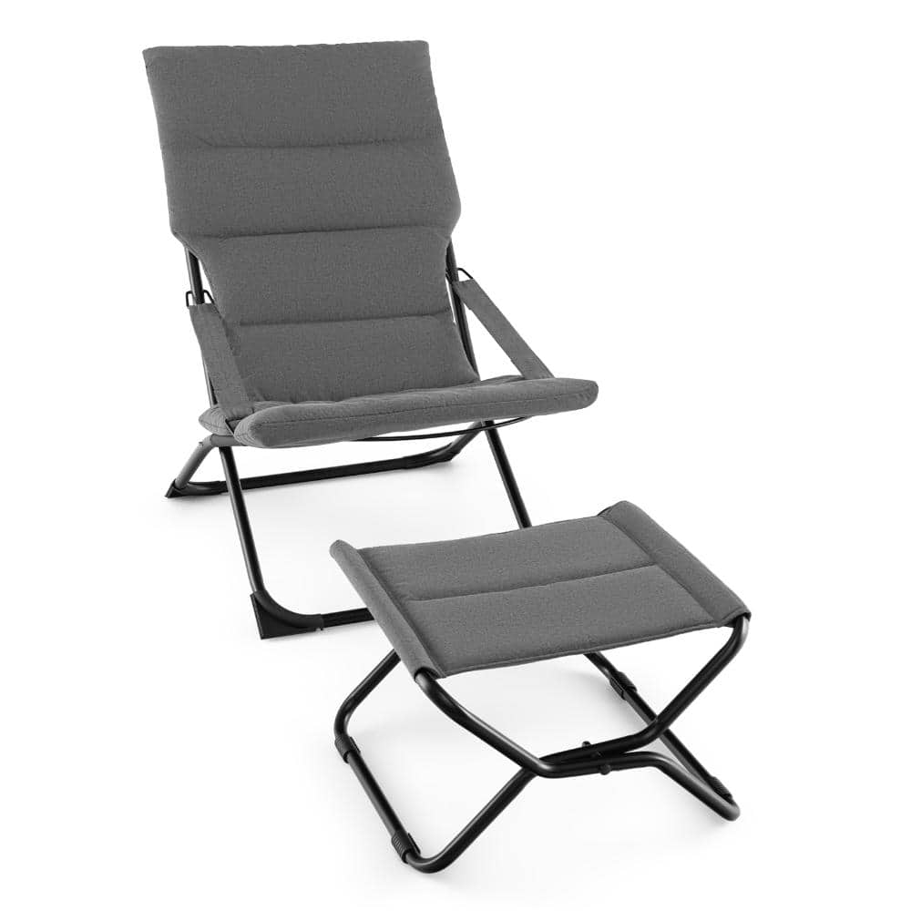 Patio Folding Sling Chair with Ottoman Footrest Set of 2 Olefin Fabric Cushion 47.5 in. x 24 in. Chair price history on PriceWatchPro