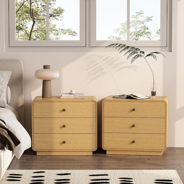 Manhattan Comfort Liora Contemporary Natural 3-Drawer 28 in. W