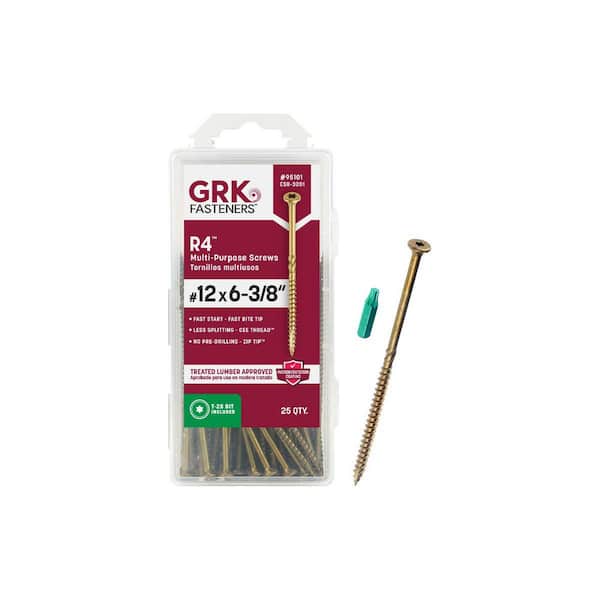 GRK Fasteners #12 x 6-3/8 in. Star Drive Bugle Head R4 Multi-Purpose Wood Screw (25-Packs)