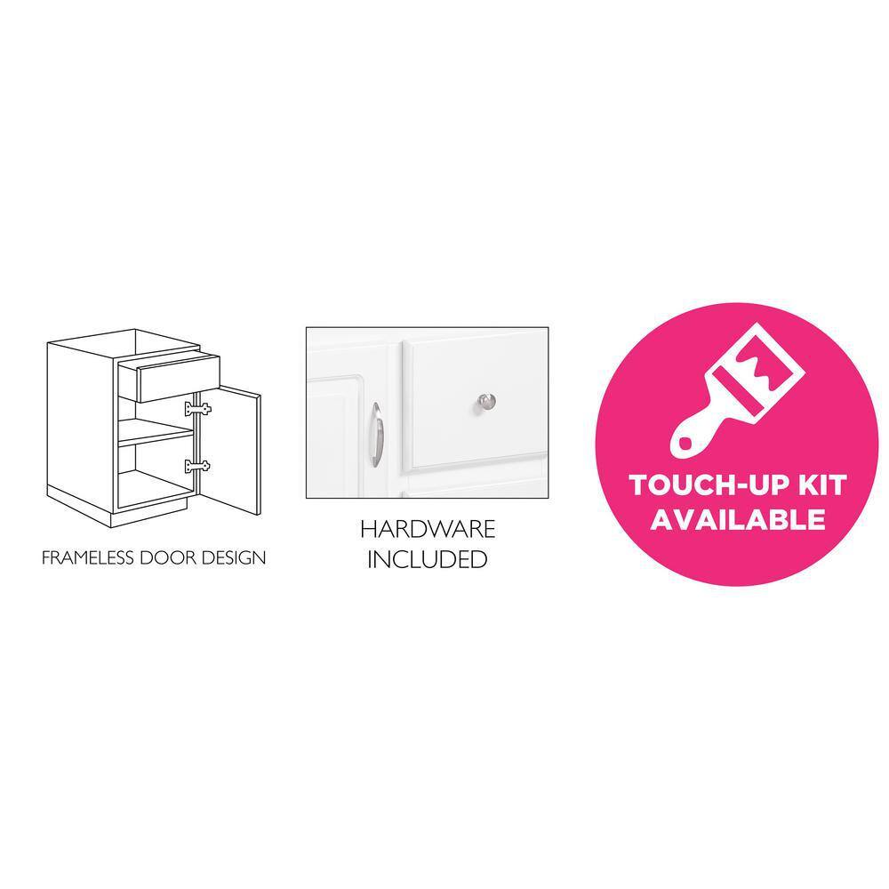 Wyndham 36" White Solid Wood Bathroom Vanity with Satin Nickel Hardware