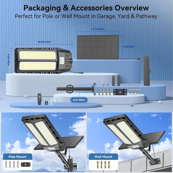 Adewalk 8000W 220000 Lumen 220° Black Dusk to Dawn Integrated LED