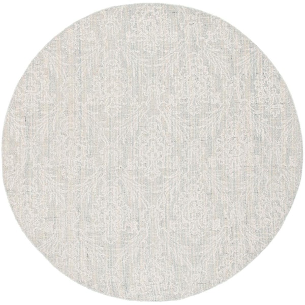 SAFAVIEH Ebony Light Blue/Ivory 6 ft. x 6 ft. Diamond Round Area Rug