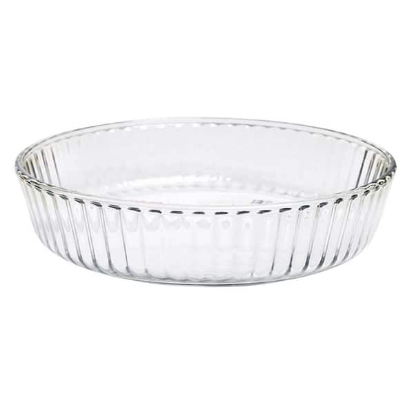 Glass Deep Pie Plate Clear Baking Dish High Thermal Shock Resistance Fluted Pattern Oven Safe for Pies Quiche