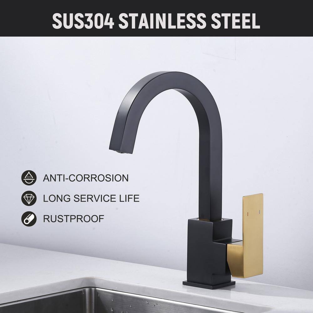 Black and Gold Stainless Steel Single Handle Bar Faucet