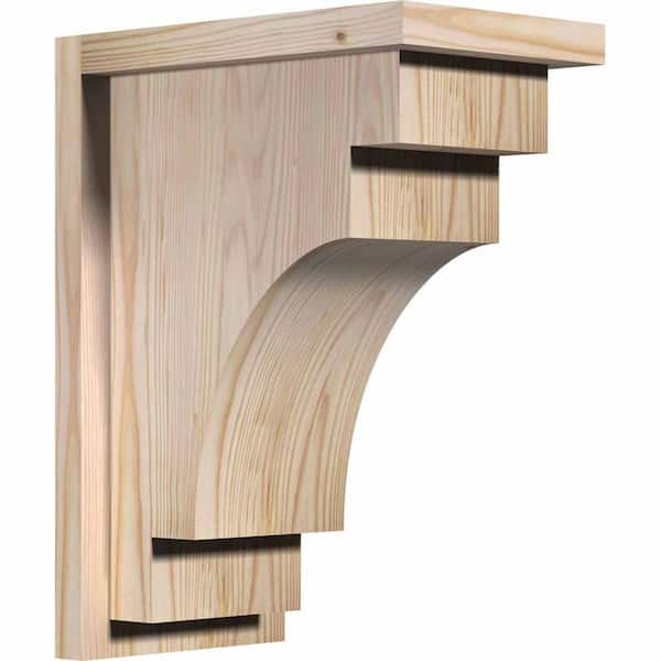 Ekena Millwork 7-1/2 in. x 12 in. x 16 in. Mediterranean Smooth Douglas Fir Corbel with Backplate