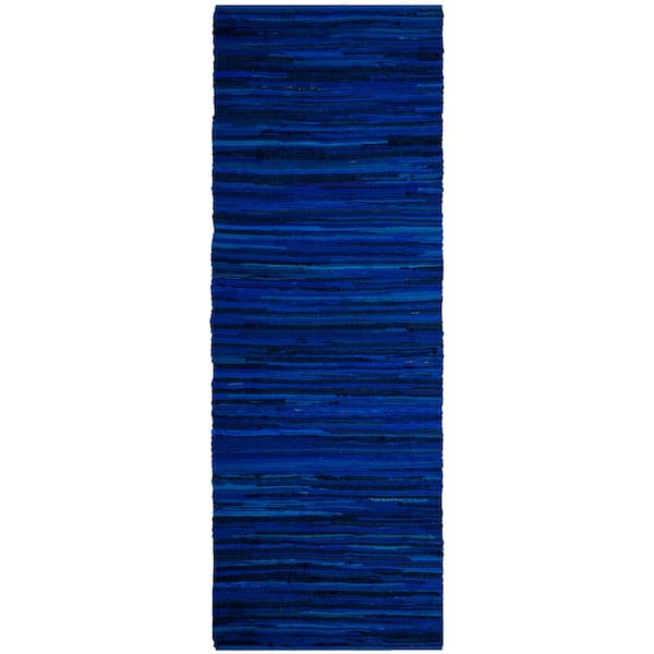 SAFAVIEH Rag Rug Blue/Multi 2 ft. x 7 ft. Striped Gradient Runner Rug