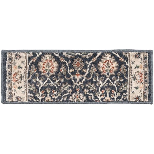 Stratford Adian Blue/Alabaster 9 in. x 26 in. Stair Tread Cover