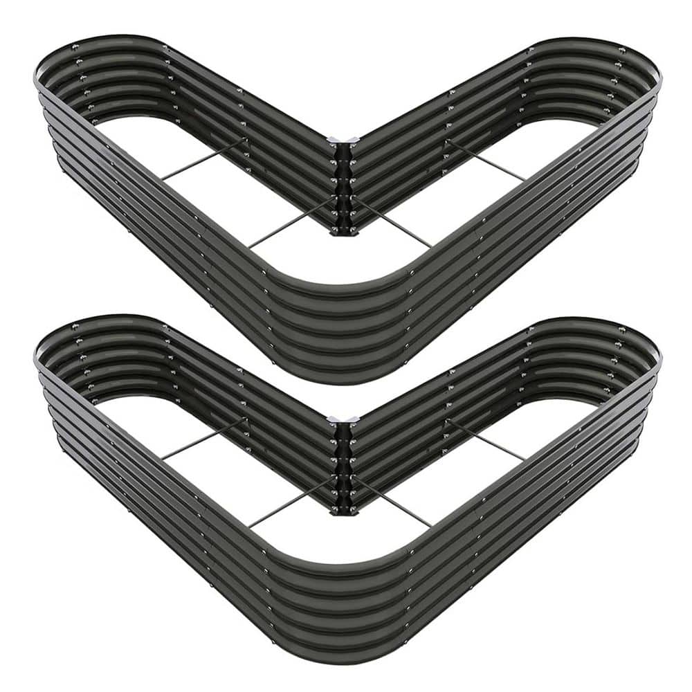 2-Set Heart-Shaped Galvanized Steel Raised Garden Beds-81 x 81 x 18 in., Pl