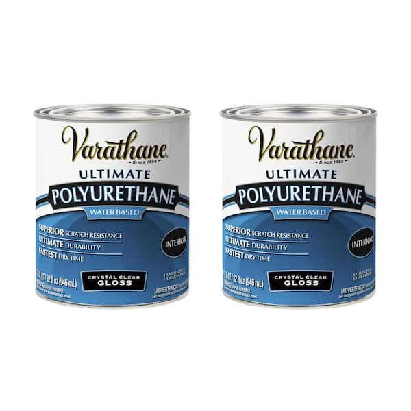 1 Quart Clear Gloss Water-Based Interior Shellac, Lacquer & Polyurethane (2-Pack)