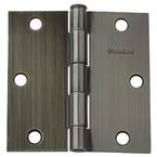 3-1/2 in. Steel Antique Brass Steel Door Hinges Square Radius with Screws (12-Pack)