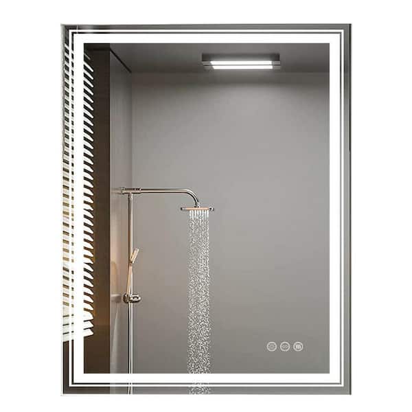 Wisfor 28 in. W x 36 in. H Large Rectangular Frameless Anti-Fog High Lume  LED Lighted 2-Way Hanging Wall Bathroom Vanity Mirror XMR-C28-188-US - The  Home Depot