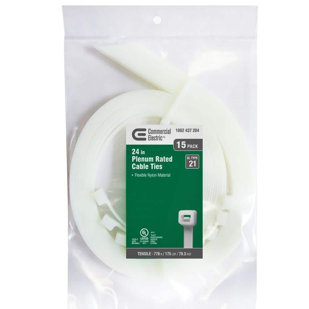 24 in. Heavy Duty Cable Tie, Natural (15-Pack)