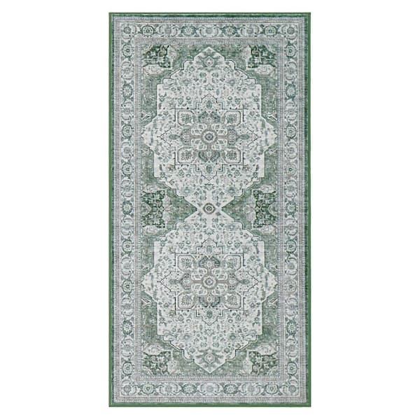 Rylan Green/Multi 2 ft. x 4 ft. Woven Oriental Polyester Accent Rug