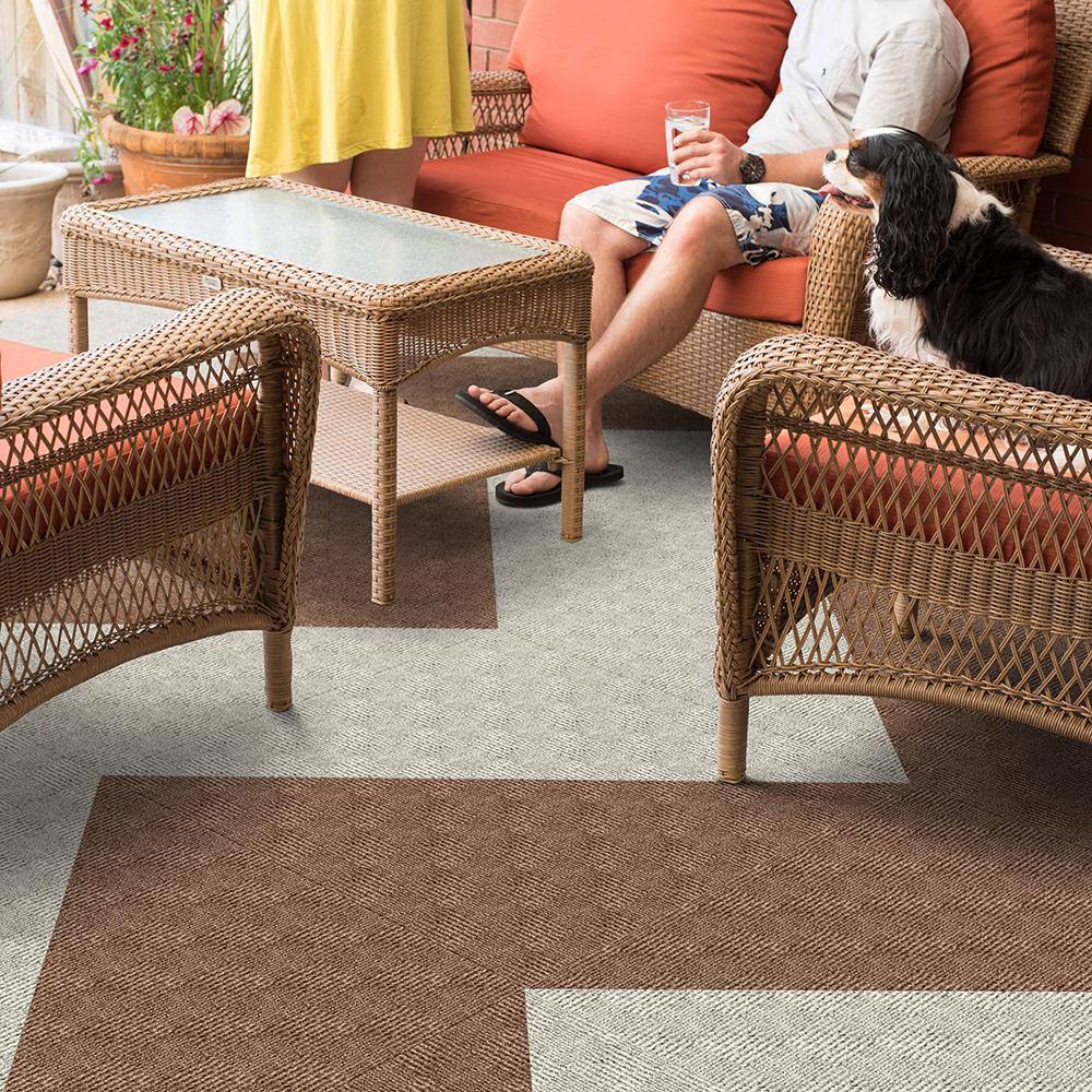 24'' Blue Polyester Peel and Stick Carpet Tiles