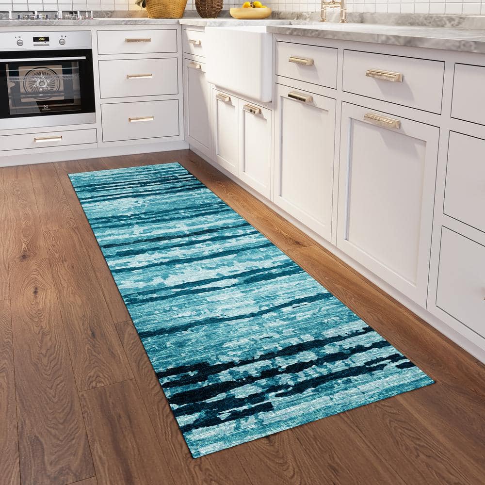 Addison Bravado Ultra-Soft Flat-Woven Blue Chenille Runner Rug