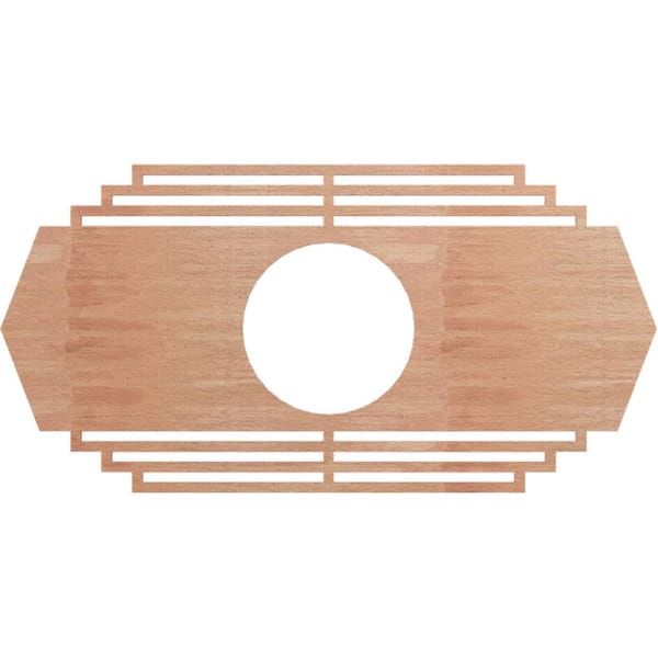 Ekena Millwork 28 in. x 14 in. x 1/4 in. Chrysler Wood Fretwork Pierced Ceiling Medallion, Cherry