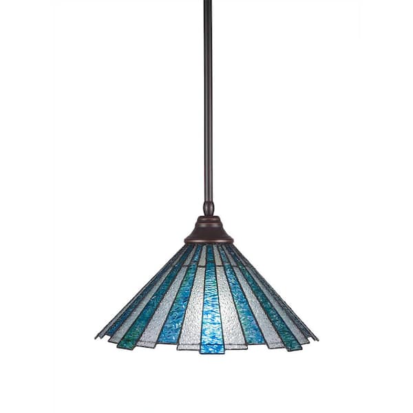 Unbranded Sparta 100-Watt 1-Light Dark Granite Bowl Mini Pendant Light with Glass Shade