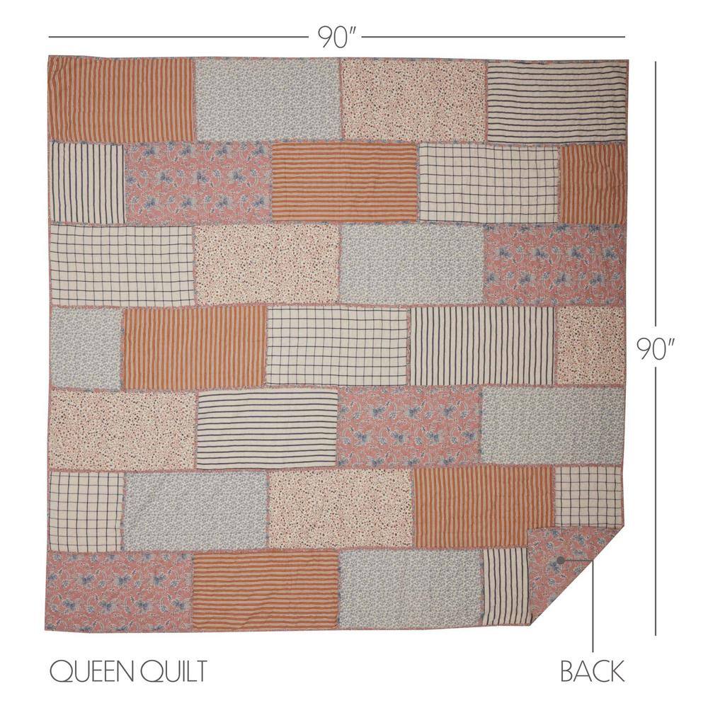 Navy and Gold Reversible Cotton Queen Quilt