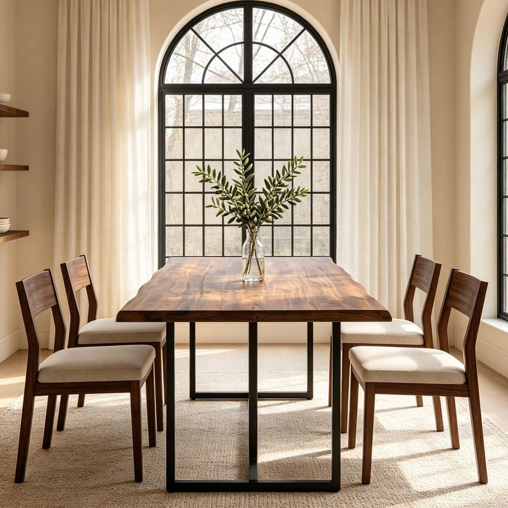 BYBLIGHT Roesler Solid Wood 63 in. Sled Rectangle Brown and Black