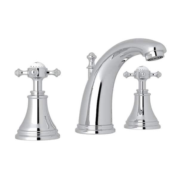 ROHL Georgian Era 8 in. Widespread Double-Handle Bathroom Faucet with Drain Kit Included in Polished Chrome