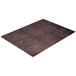 One-of-a-Kind Contemporary Brown 9 ft. x 12 ft. Hand Knotted Overdyed Area Rug