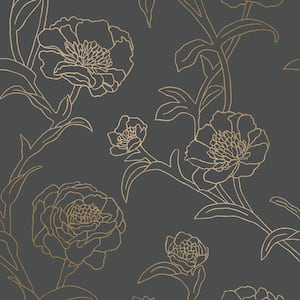 Peonies Noir Peel and Stick Wallpaper (Covers 56 Sq. Ft.)
