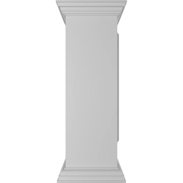 Ekena Millwork Corner 40 in. x 12 in. White Box Newel Post with Panel, Flat Capital and Base Trim (Installation Kit Included)
