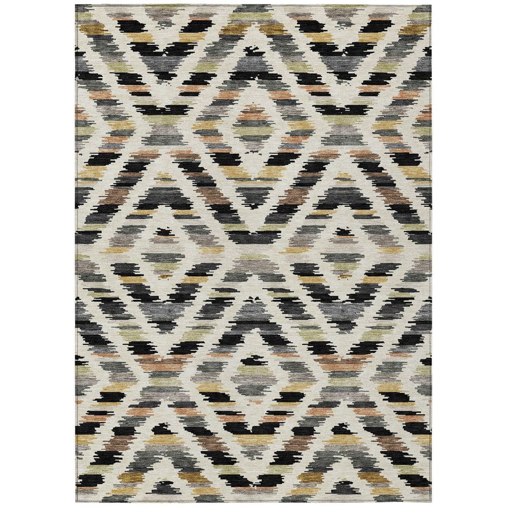 Chantille Machine Washable Indoor/Outdoor Abstract ACN2453 Black 3 ft. x 5 ft. Area Rug price history on PriceWatchPro