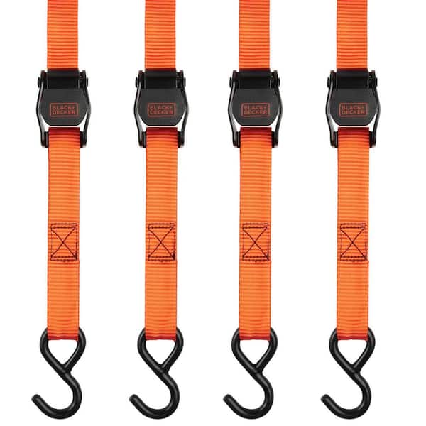 BLACK+DECKER 1 in. x 10 ft./900 lbs. Break Strength Ratchet Straps (4-Pack)