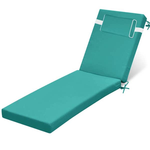 YLLN 71 in. x 21 in. x 4 in. (1-Pack) Outdoor Chaise Lounge Cushion, Waterproof Lounge Patio Replacement Cushion Lake Blue
