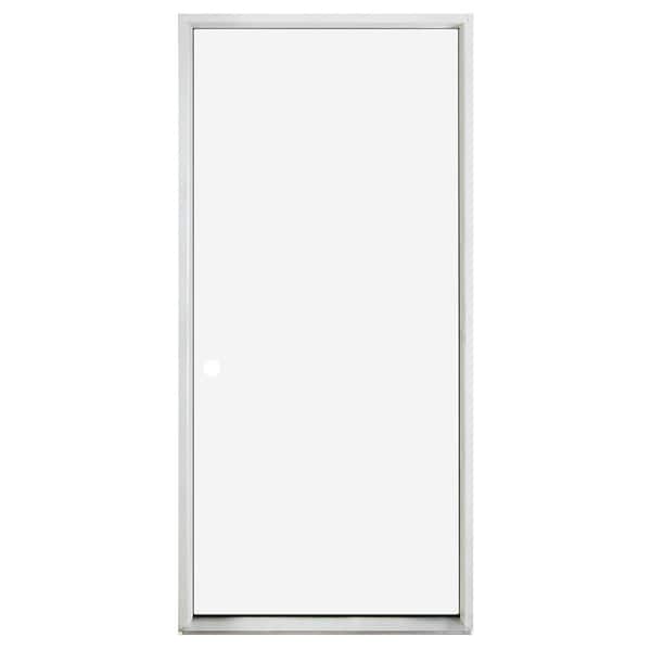 Builders Choice 32 in. x 80 in. Flush Right-Hand/Inswing White Primed Steel Prehung Front Door with 4-9/16 in. Frame