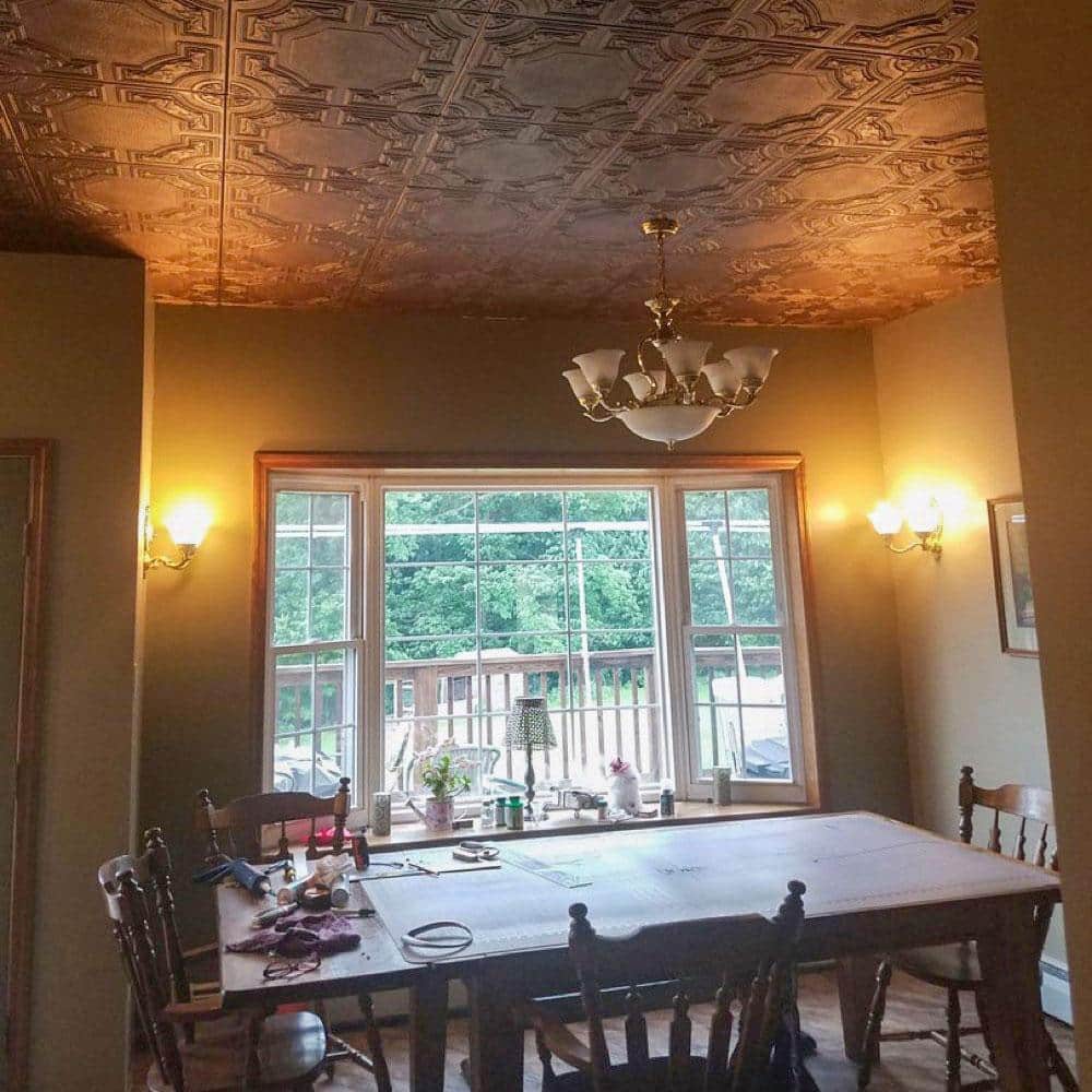 Antique Bronze Faux Tin Glue-Up Ceiling Tile Set