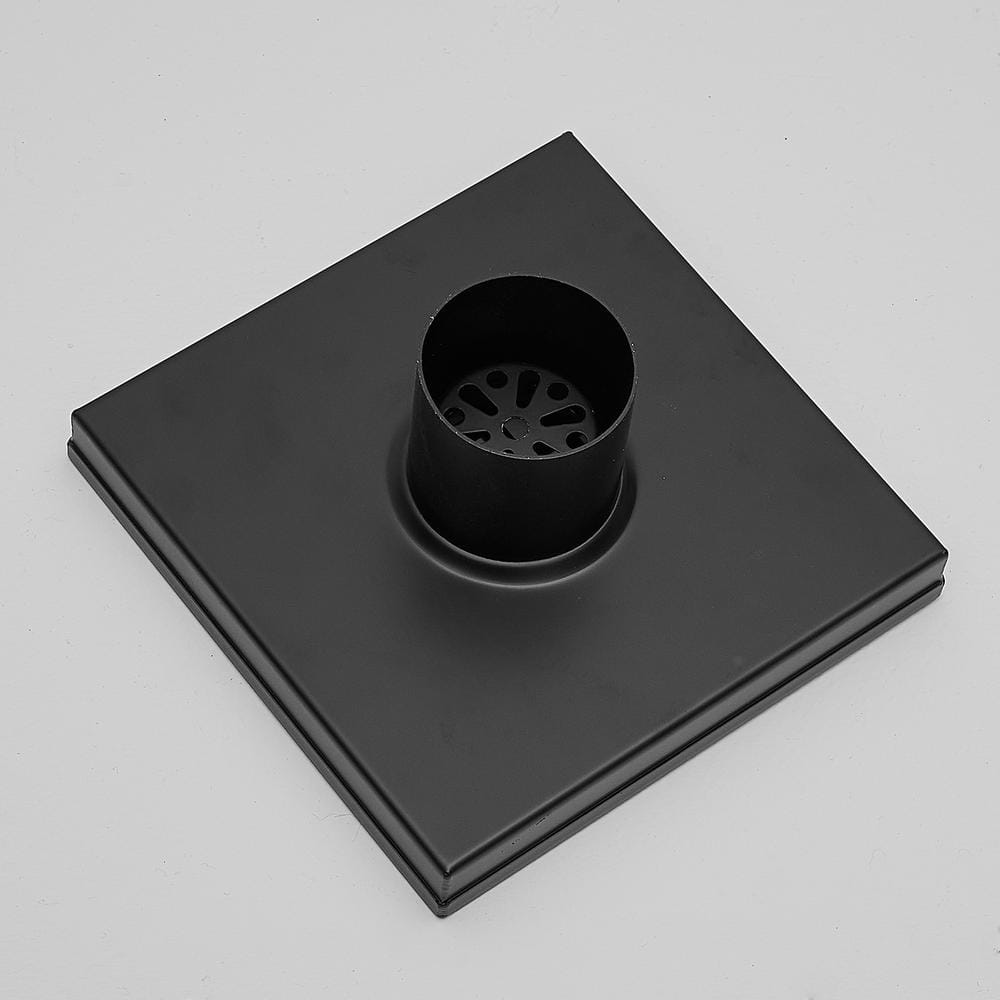Matte Black Square Stainless Steel Shower Drain with Strainer