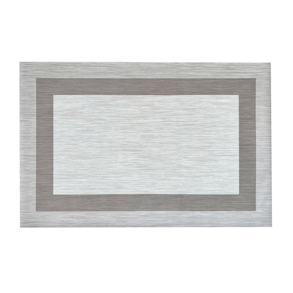 Unbranded Alpine Grey Woven Vinyl Home Kitchen Mat Waterproof Area Rug for Indoor/Outdoor 24 in. x 36 in.