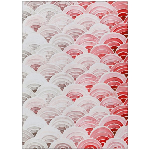 Addison Rugs Surfside Red 5 ft. x 7 ft. 6 in. Geometric Indoor/Outdoor Area Rug