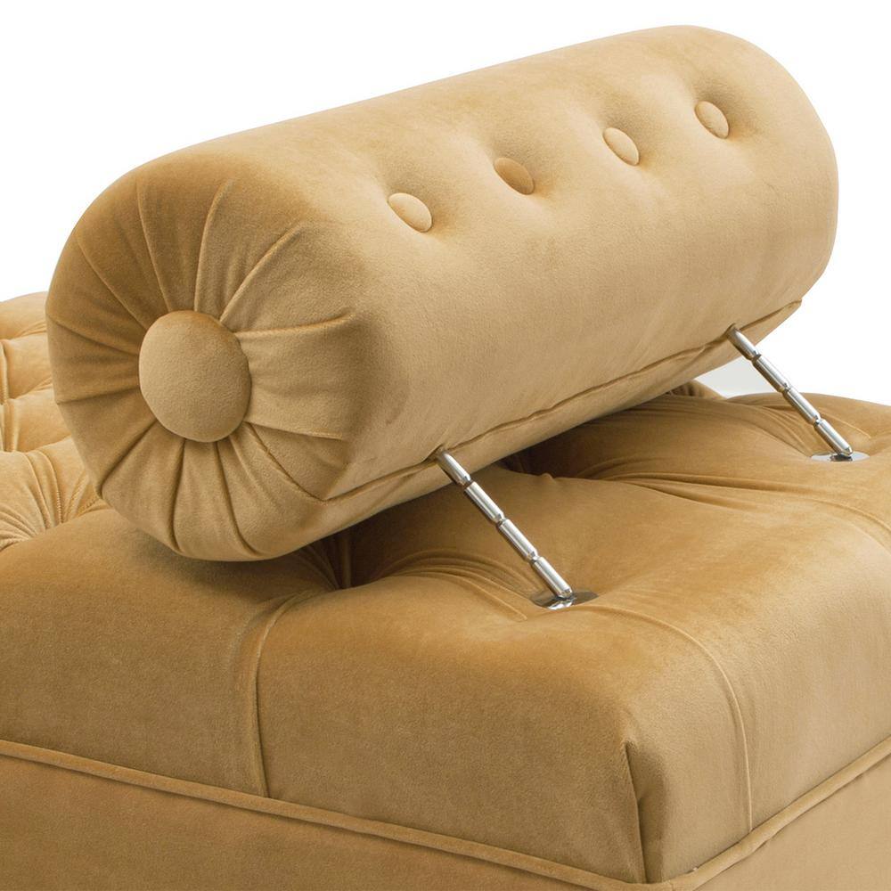 Lewis Glam Traditional Sky Neutral Tufted Bench with Bolster Pillows