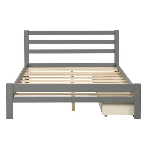 ATHMILE Gray Full Platform Bed