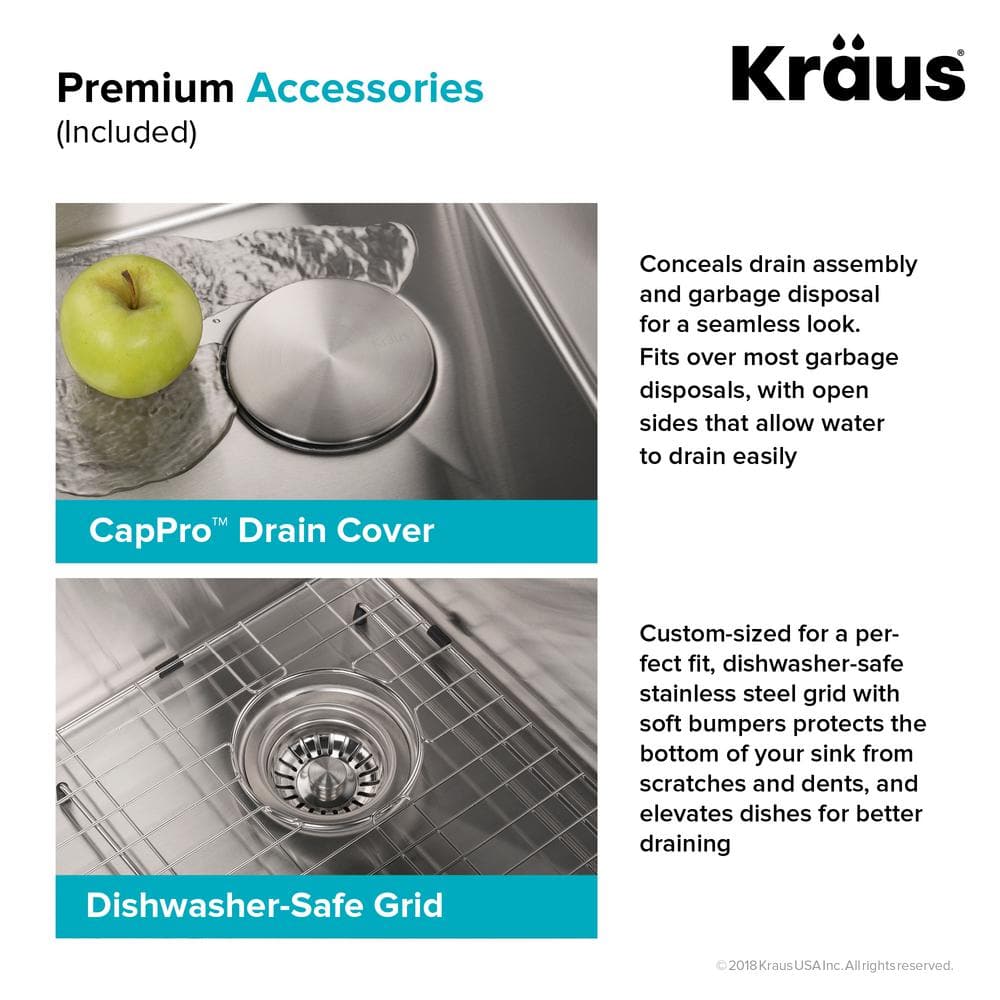 Kraus 32-Inch Satin Stainless Steel Double Bowl Undermount Sink
