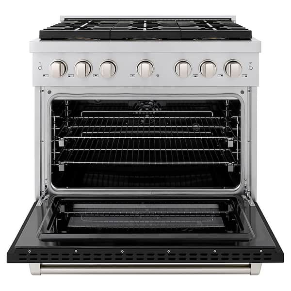 36 in. 5.2 cu. ft. Paramount Dual Fuel Range with 6 Burner DuoPro Cooktop and Convection Oven with Black Matte Door