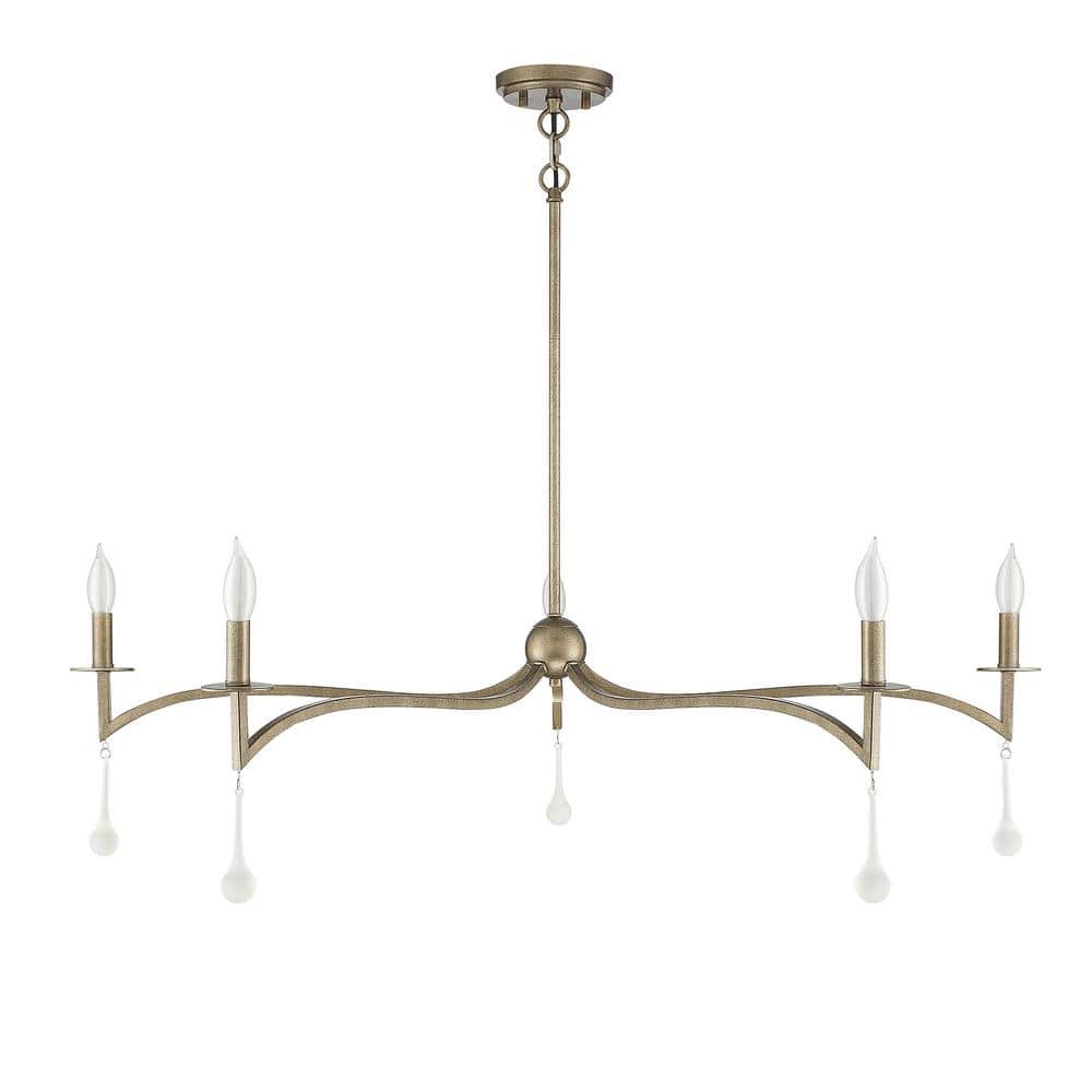 Laramie 5-Light Chelsea Gold Chandelier with Crystal Drops