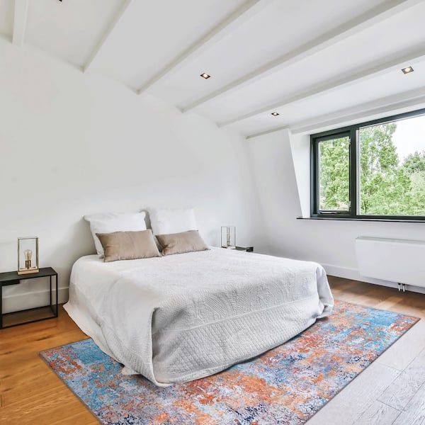 9 ft. x 12 ft. Multi-Colored Abstract Washable for Bedroom, Dining Room, Living Room Area Rug