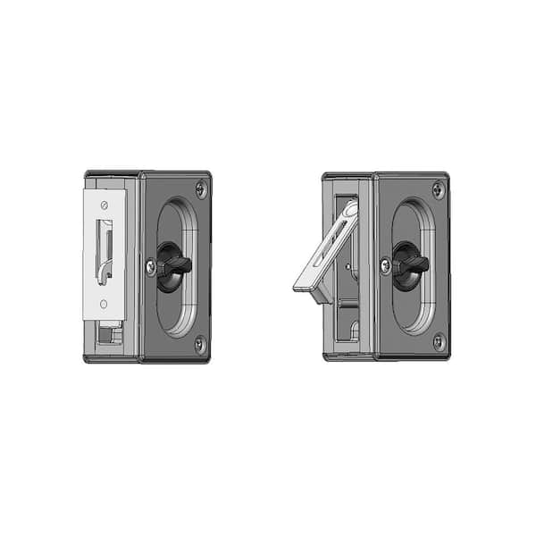 Prime-Line Antique Brass Privacy Lock with Pull Pocket Door Lock N