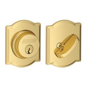Camelot Bright Brass Single Cylinder Deadbolt