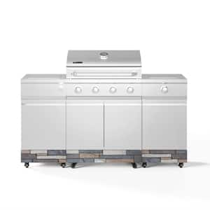 Fresno 5-Burner LP Stainless Steel Plus Ash Stone Island Grill