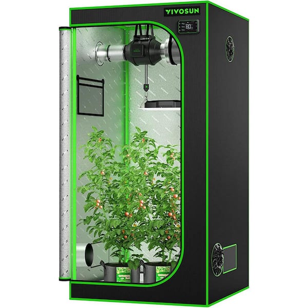 VIVOSUN 3 ft. x 3 ft. Mylar Hydroponic Grow Tent with Observation Window and Floor Tray