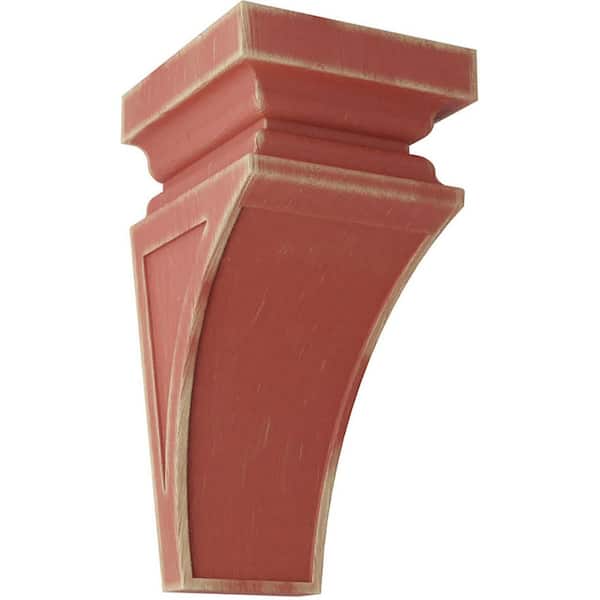 Ekena Millwork 7 in. x 14 in. x 7-3/4 in. Salvage Red Jumbo Nevio Wood Vintage Decor Corbel