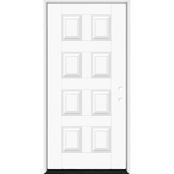 Regency 42 in. x 80 in. 8-Panel LHIS Unfinished Mahogany Fiberglass Prehung Front Door w/ 4-9/16 Jamb